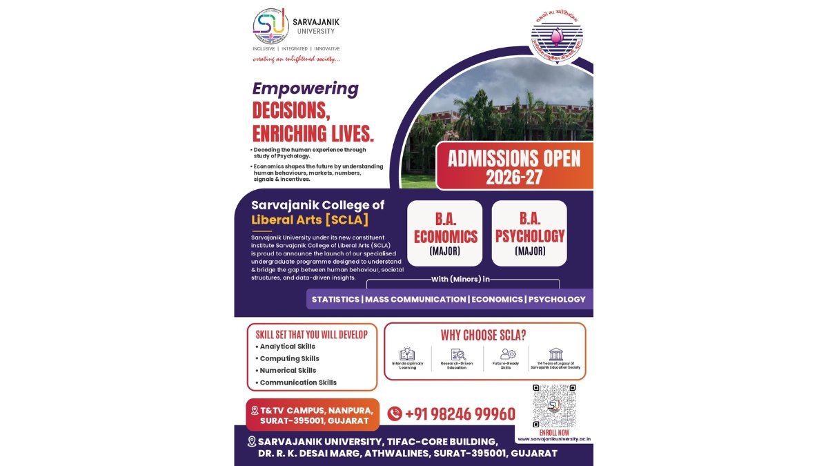Sarvajanik University Introduces Liberal Arts Programmes to build Analytical, Research and Human-Centric Leaders