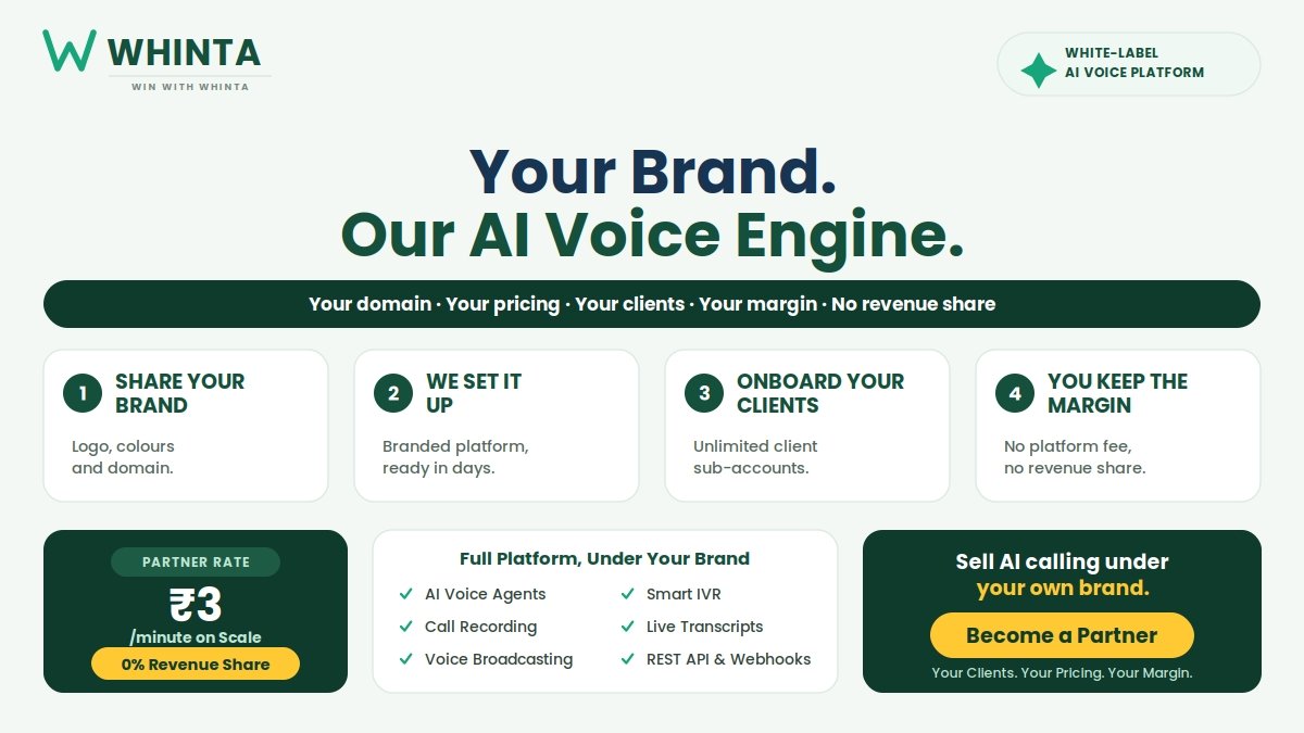 Whinta Launches White-Label AI Voice Platform, Letting Agencies Run Their Own Voice AI Business